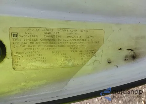 1992 GMC Safari из США, поврежденный, VIN 1GTDM15Z6NB528589